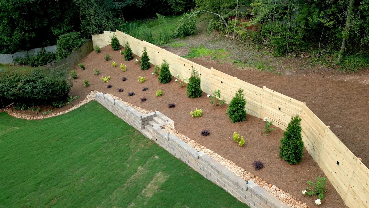 Retaining Wall and Wood Privacy Fence - Vinings, GA
